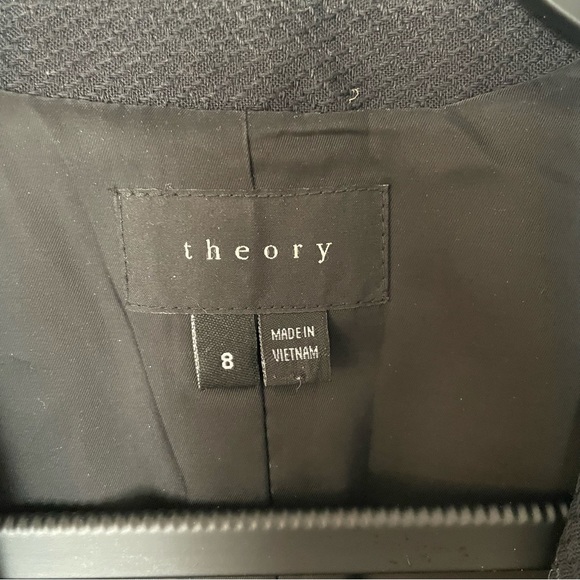 Theory ‘Gabrielle’ Textured Single Breasted Single Button Black Blazer Size 8 - Picture 3 of 14